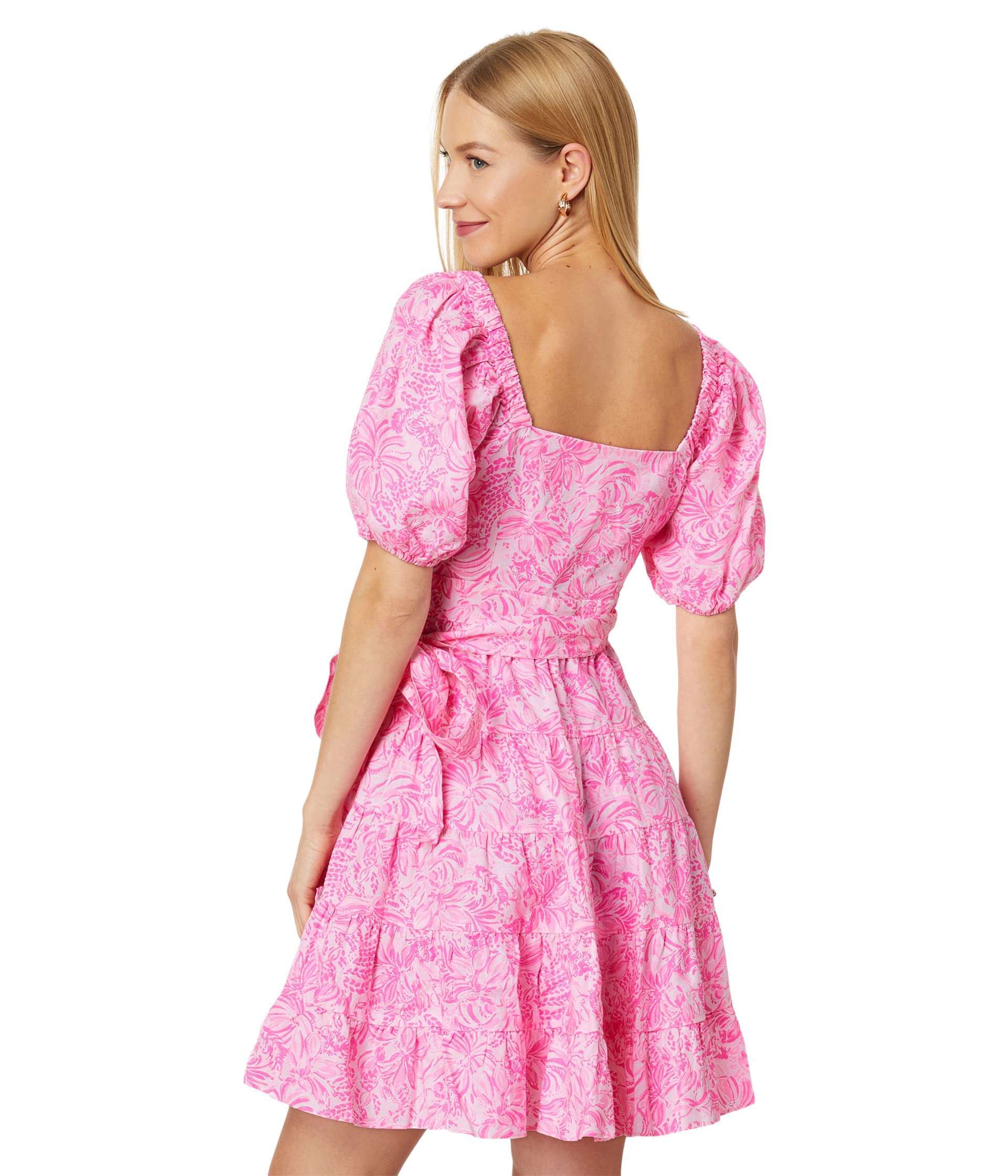 Lilly Pulitzer Iralee Linen Wrap Dress Pink Blossom Fox | B2B Liquidation