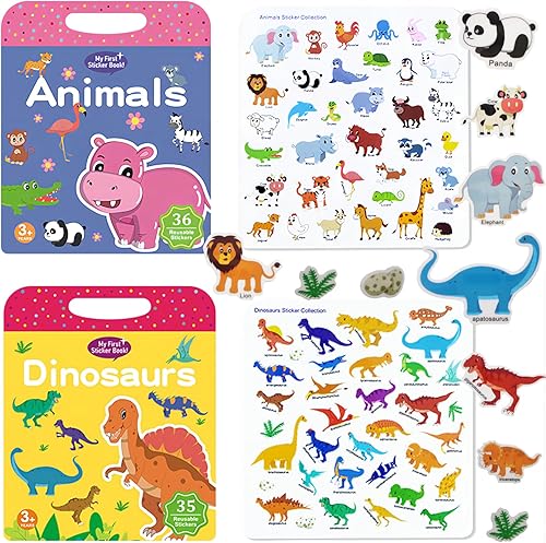 Libro de calcomanías reutilizables para niños, calcomanías de animales, calcomanías de dinosaurios, libro ocupado para niños pequeños de 1 a 3 años, disponible en Yaxa El Salvador