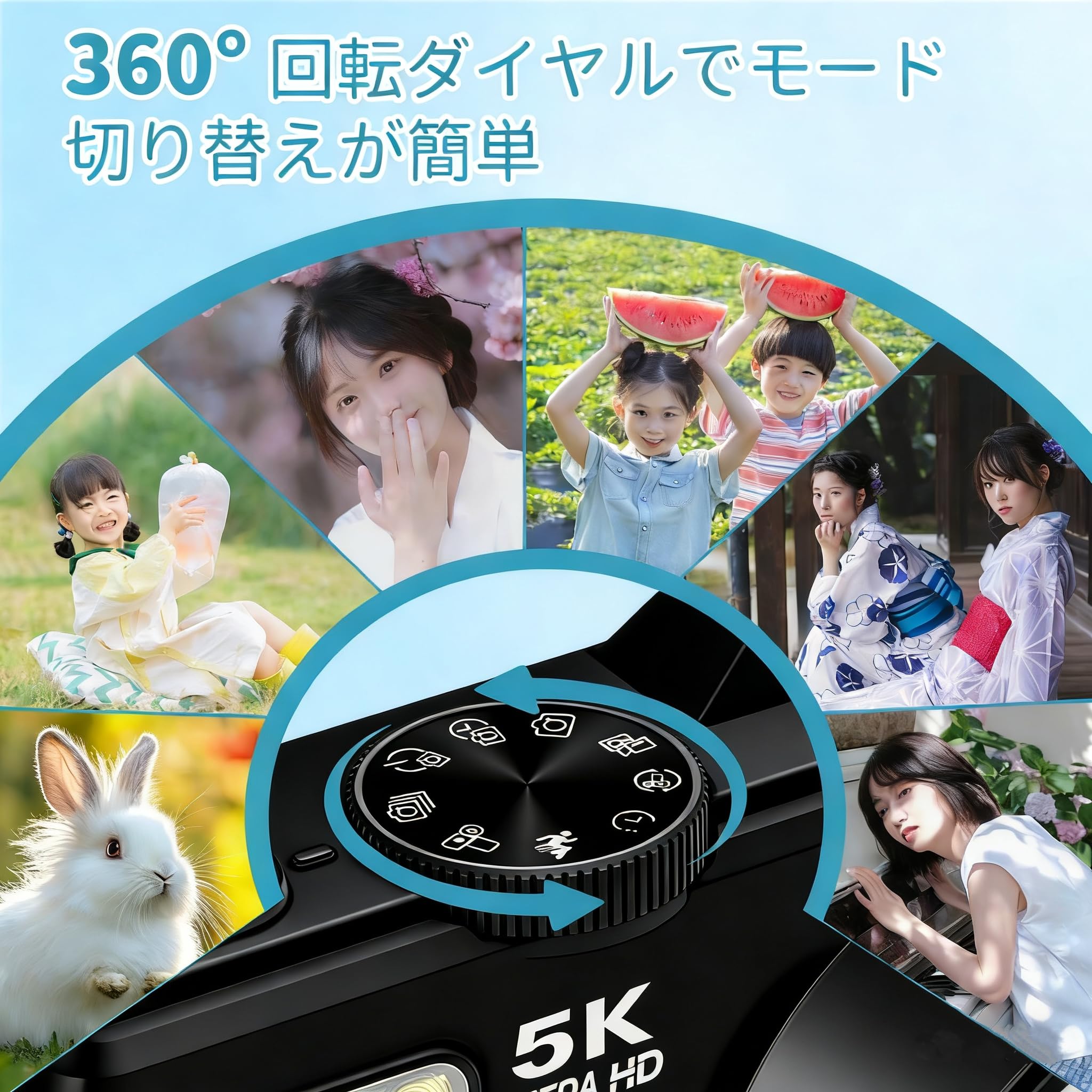 デジタルカメラ 5K動画 7500万画素 デジカメ スマホに送れる WIFI転送機能 18Xデジタルズーム AFオートフォーカス LEDライト ウェブカメラ 3.0インチ180度回転可能大画面 充電式バッテリー コンパクト 軽量 携帯便利 子供や初心者向け 学生 クリスマスプレゼント ブラック