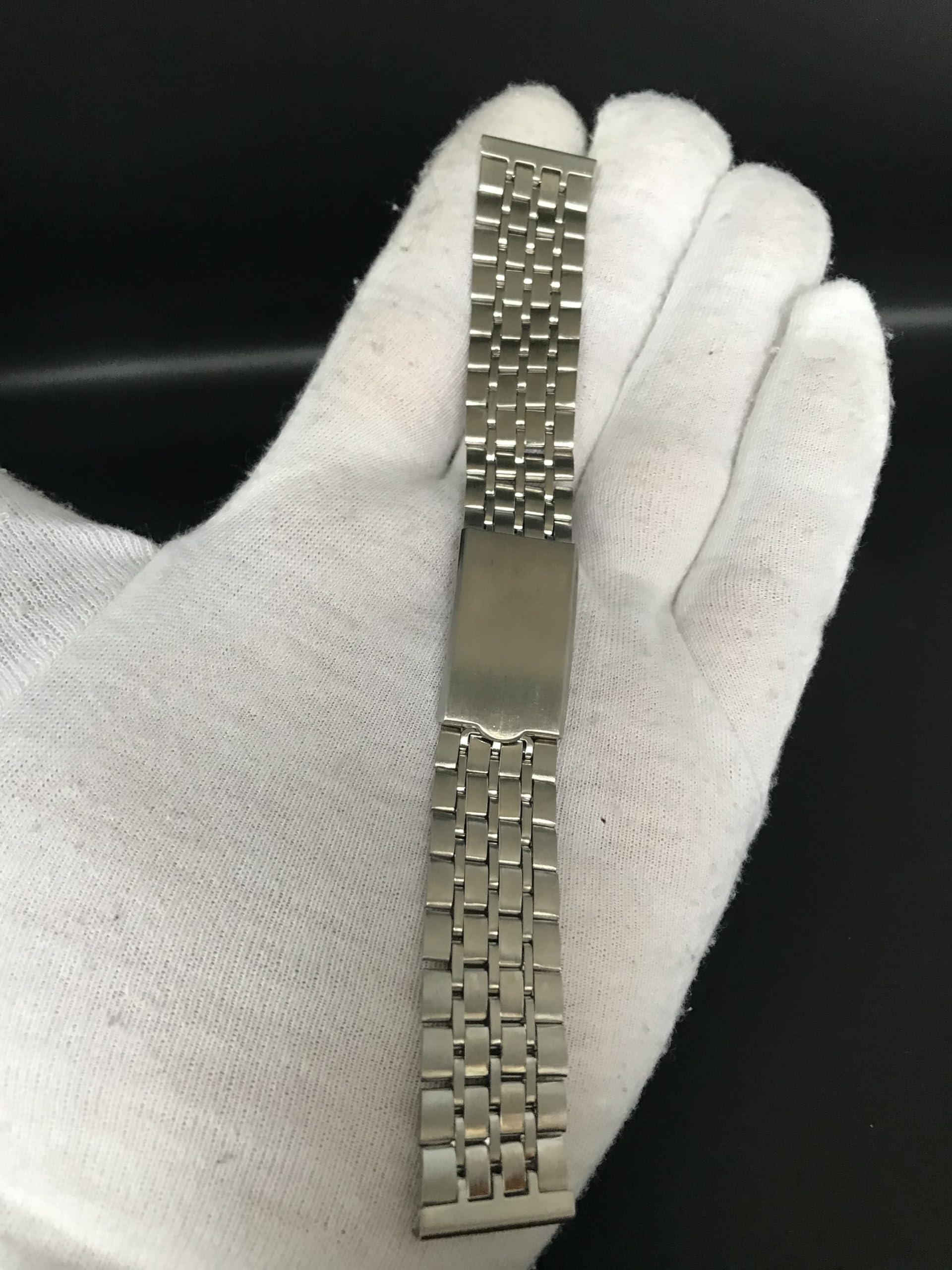 Bracelet de Montre en Acier Inoxydable Réglable 19 mm pour homme compatible avec Beads of Rice New Old Stock 1960 1970 - Bande Vintage Original Métallisé - Strap Bracelet Rétro