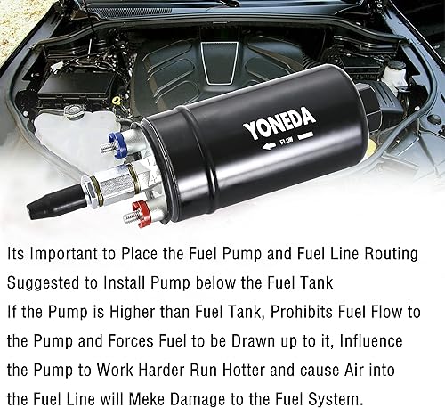 Miniatura 7 de YONEDA Bomba de combustible de alta presión externa resistente 12 V 300 LPH 145 PSI de alto flujo apto para entrada AN10  salida AN6 ls kit de bomba
