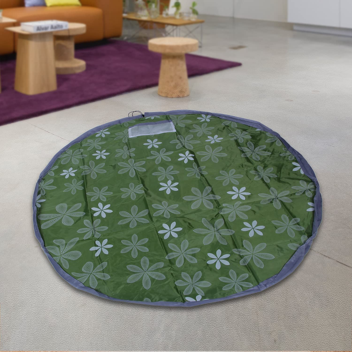 Baby Playing Mat Foldable Round Playing Mat Toy Quick Storage Bag 2 In1 Play Mat,Foldable Toy Bag Mat For Kids Storage, Quickly Clean Up Kid Toys For Indoor Or Outdoor (Green),1 Count