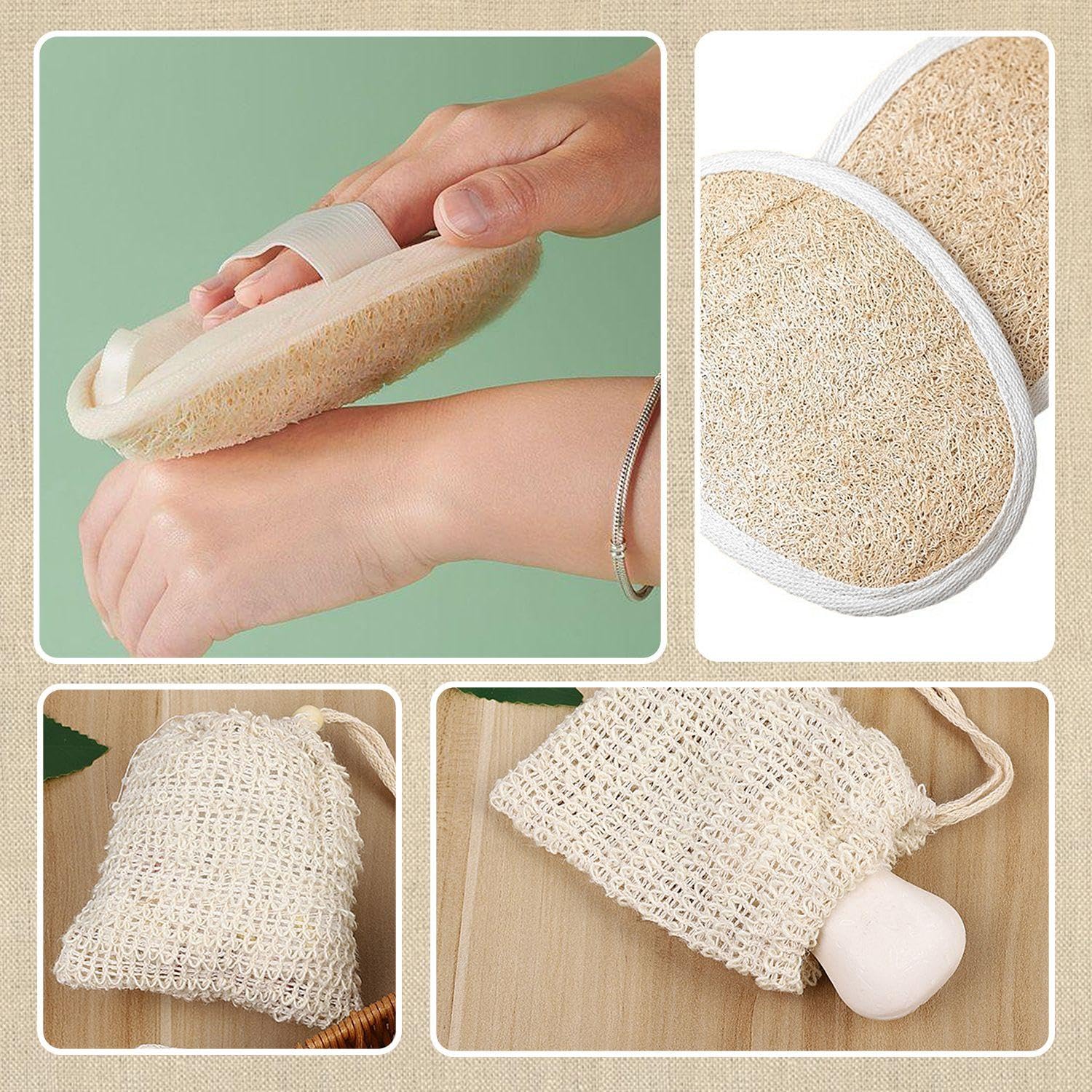 1 Original Color Zipper, 1 Original Color Oval Bath Towel, 1 Soap Bag, Men'S Back Scratcher, Loofah Sponge, Exfoliating Towel, Shower Loofah - Image 4