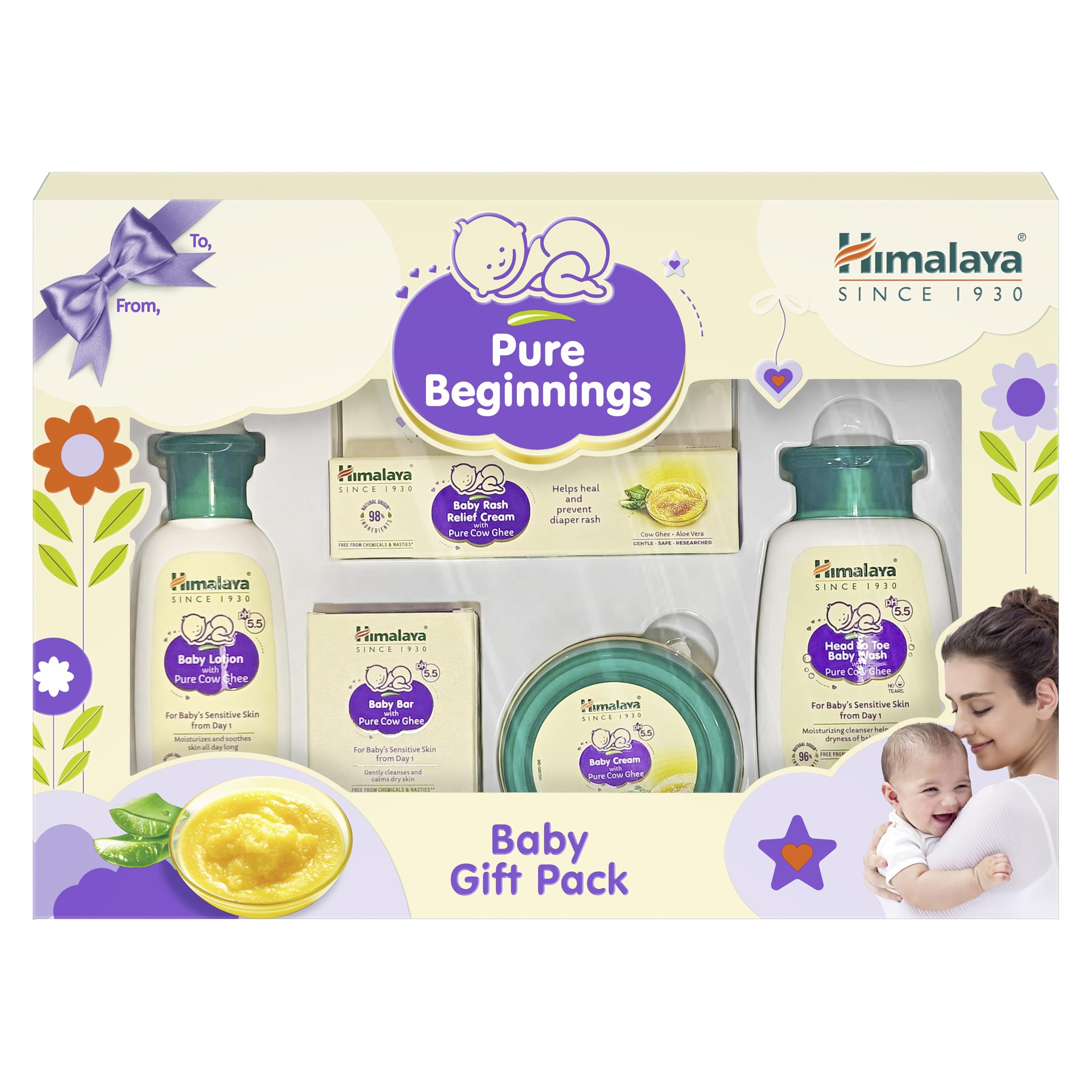 Himalaya Ghee Baby Gift Pack of 5|Moisturizing Skincare Regime|Curated for Gifting|Himalaya Ghee Baby Wash, Bar, Lotion, Cream, Rash Relief Cream|Dermat Tested|Safe from Day 1-image-23