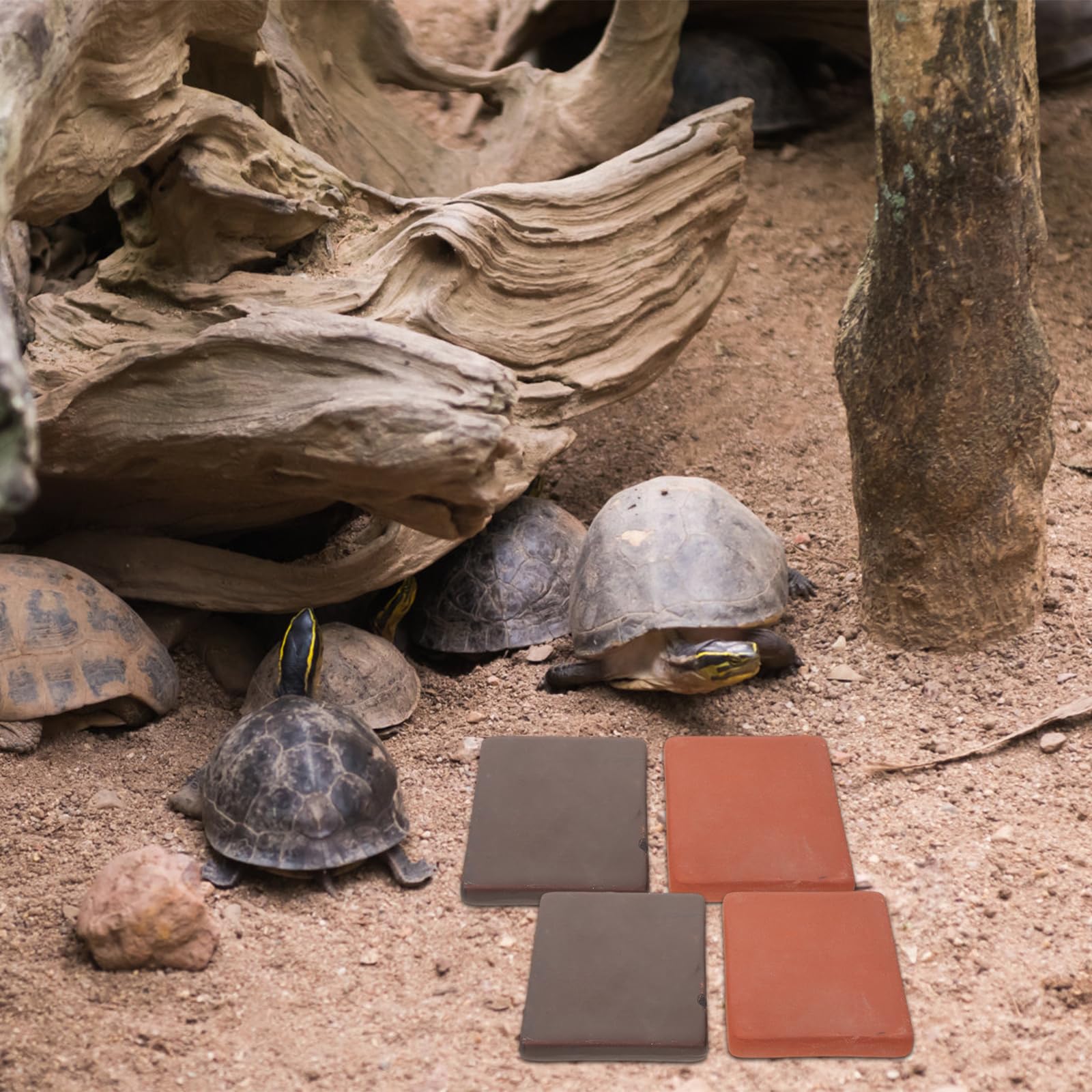 BESTonZON 6-teiliges Keramikziegelstein für Reptilienbecken: Landschaftsbausteine für Schildkrötenhabitate – 3,14 x 2,36 Zoll große Sonnenplattform aus Ton für Terrarien-Landschaftszubehör