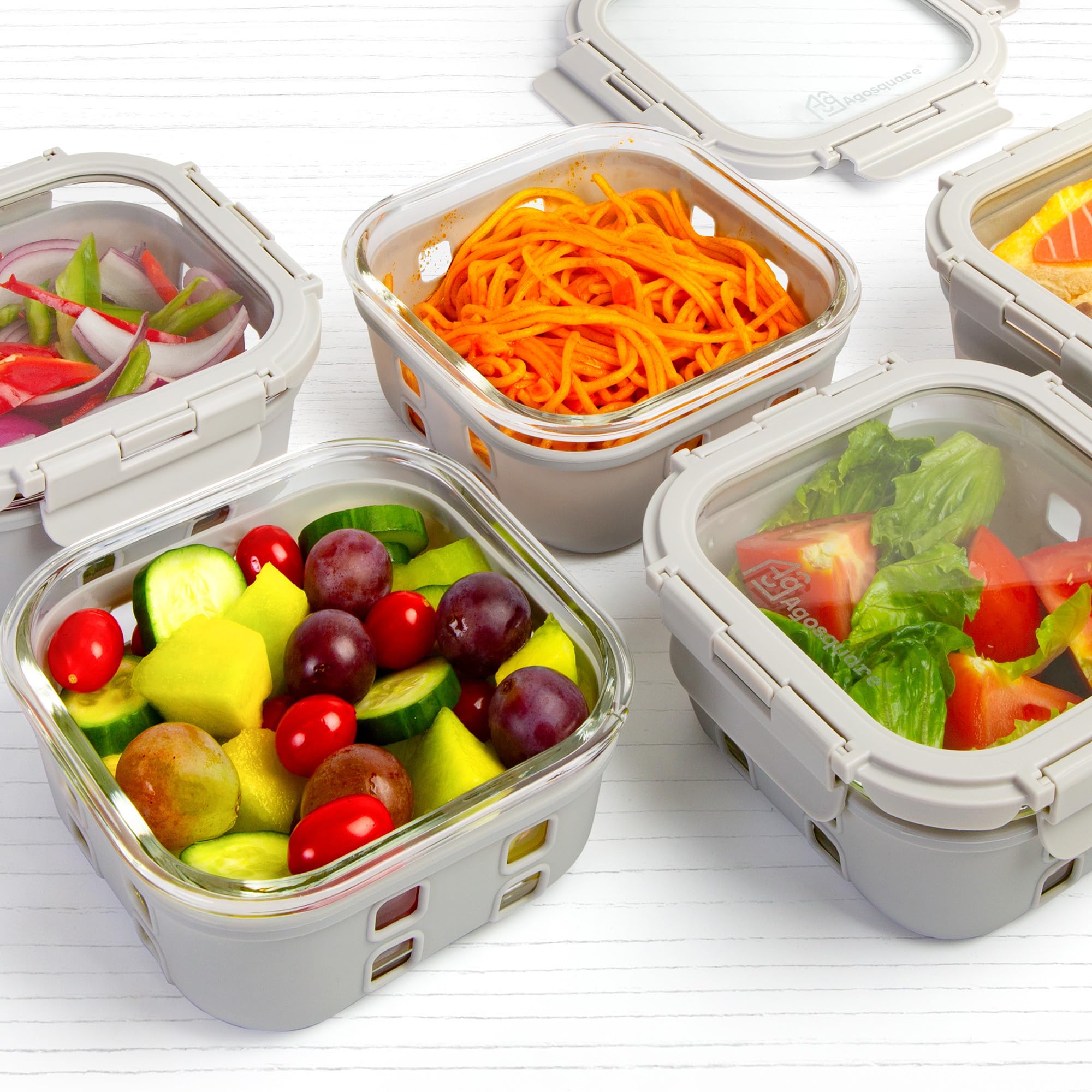 Lonchera de vidrio con tapas herméticas para almacenamiento de alimentos y preparación de comidas