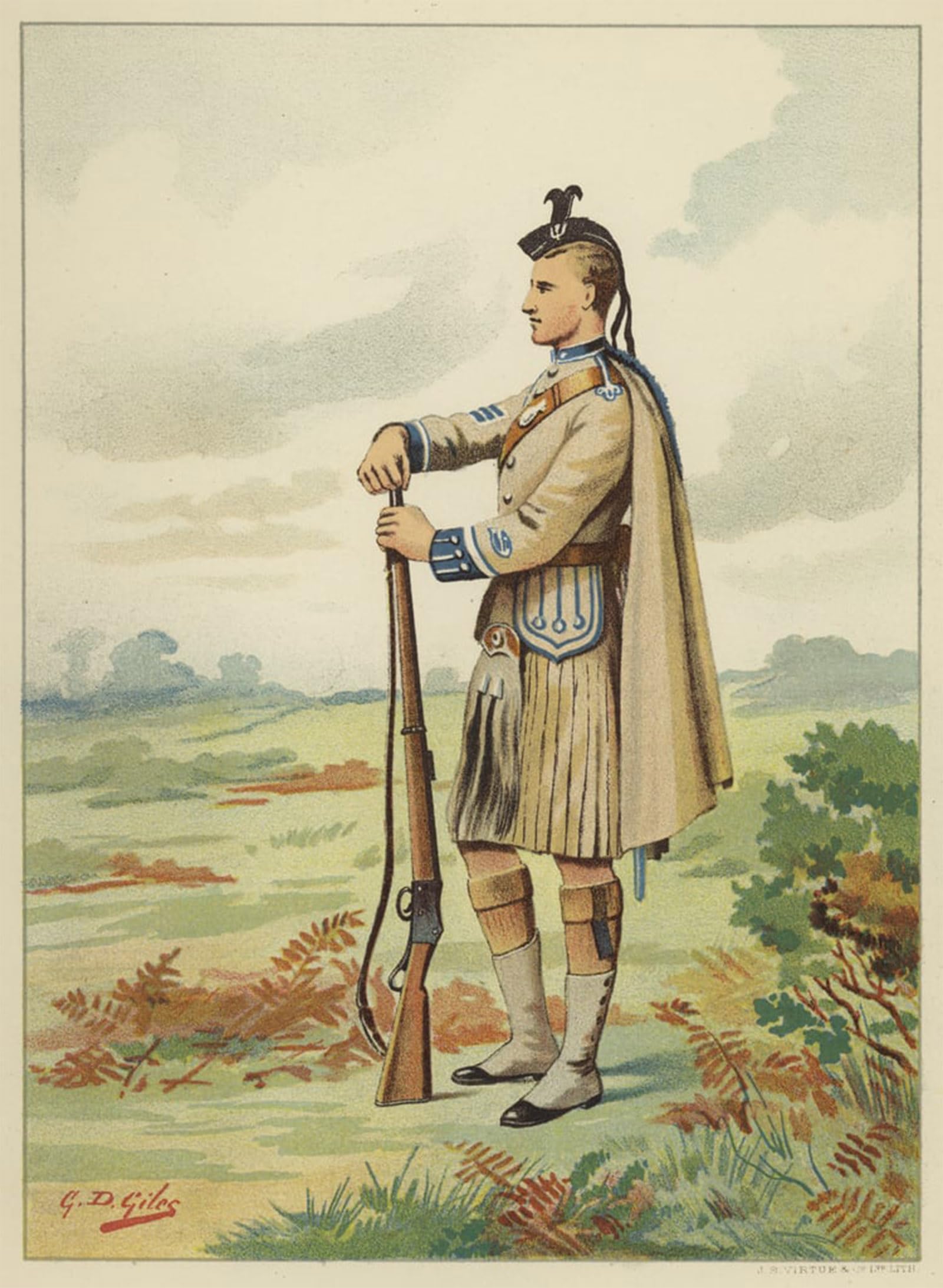 Cuadro de lienzo premium London Scottish Volunteers por Godfrey Giles, arte elegante de 60x90cm 5