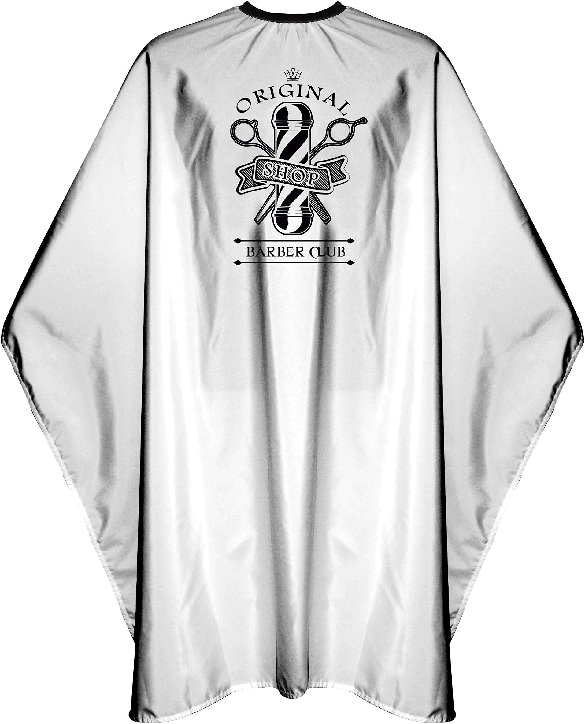 Barber Cape by TSF BARBER POLE Full Length Cape Unisex Professional Barbers/Hairdressers Gown for Hair Styling, Cuts and Colours … (WHITE)