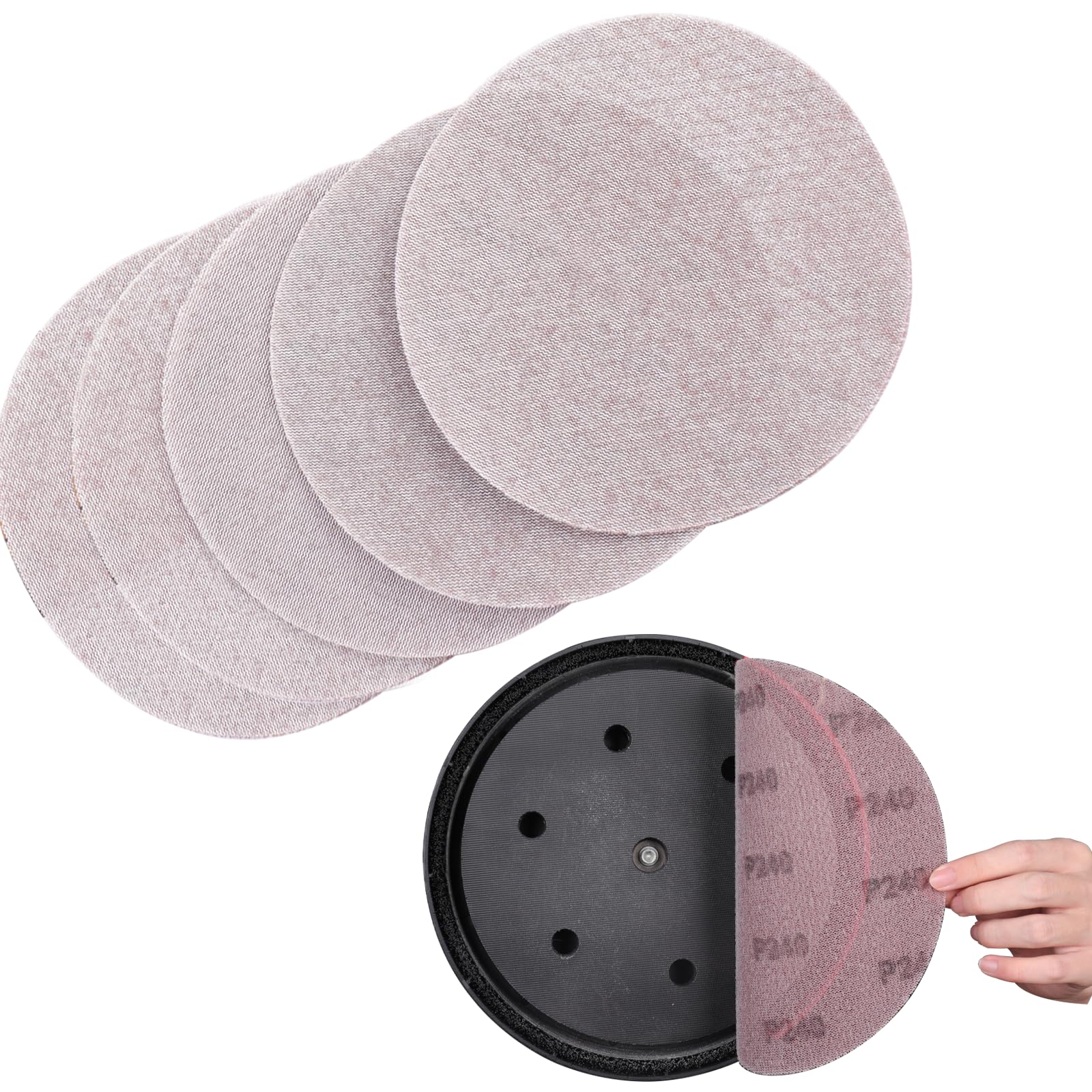 Sruhrak 25 Stück 225mm Schleifgitte Klett, 240 Körnung Schleifnetz Effiziente Staubentfernung Schleifpads für Ttrockenbau Wandschleifer