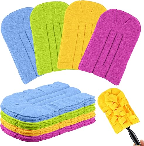Miniatura 7 de Zubebe 12 piezas de repuesto de plumero de forro polar reutilizables, plumeros planos de plumas, almohadillas de limpieza lavables para múltiples