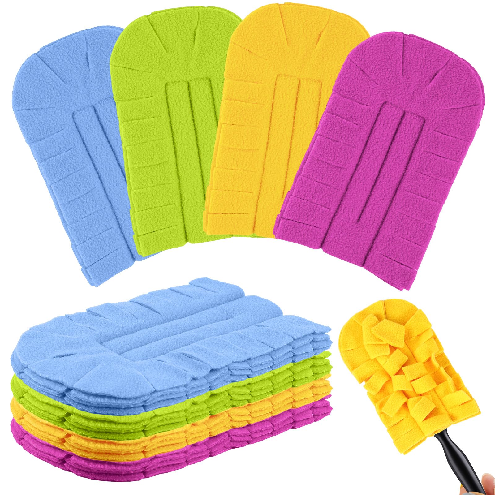 12 Pcs Reusable Duster Refills Washable Pads, Red,Yellow, Green,Blue