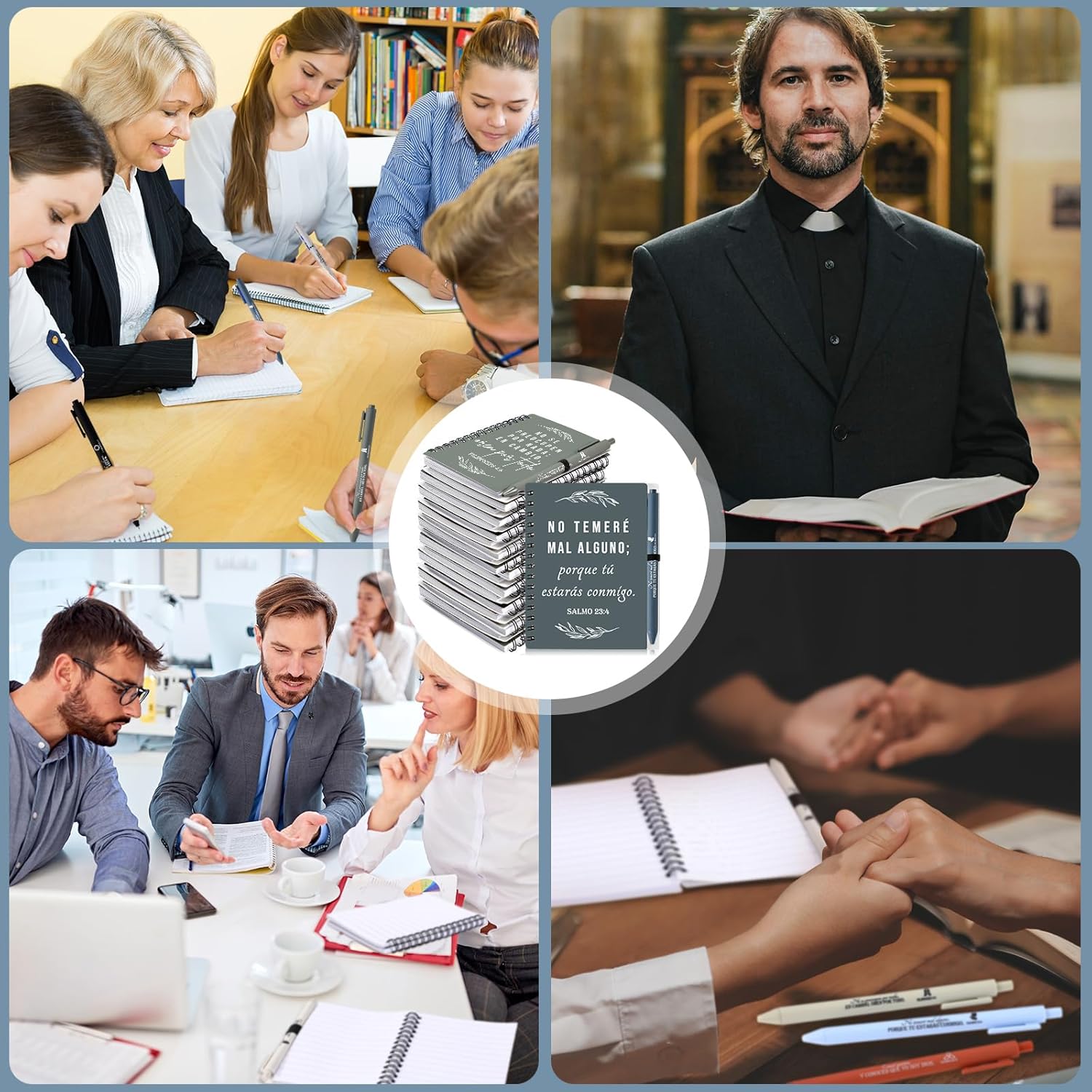 Kosiz 30 Set Christian Gift Bulk Spanish Christian Spiral Notebook Bible Pen Religious Prayer Journal Regalos Cristianos En Español Easter Church Gift for Women Teacher Women's Day (Morandi Color) - Image 5