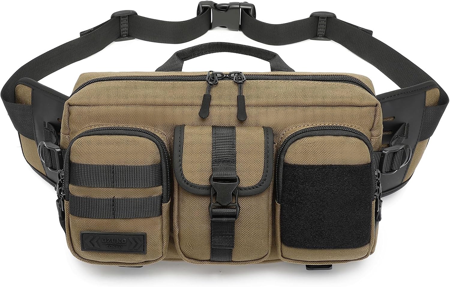 OZUKO Fanny Pack, Large Capacity Tactical Waist Bag with Multiple Pockets, Water Resistant Crossbody Fanny Pack, Lightweight Hip Pack for Hiking Running Travel Outdoor