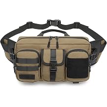 OZUKO Fanny Pack for Men & Women, Lightweight Waist Pack with Large Capacity, Multi Pocket Crossbody Bag for Travel, Running, Hiking, Khaki, Fashion Casual