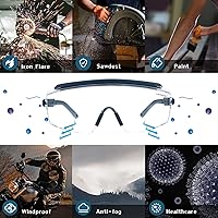Vista 25 de UKNOW Anteojos de seguridad sobre lentes, gafas de seguridad antivaho protección ocular envolvente, gafas protectoras ANSI Z87.1