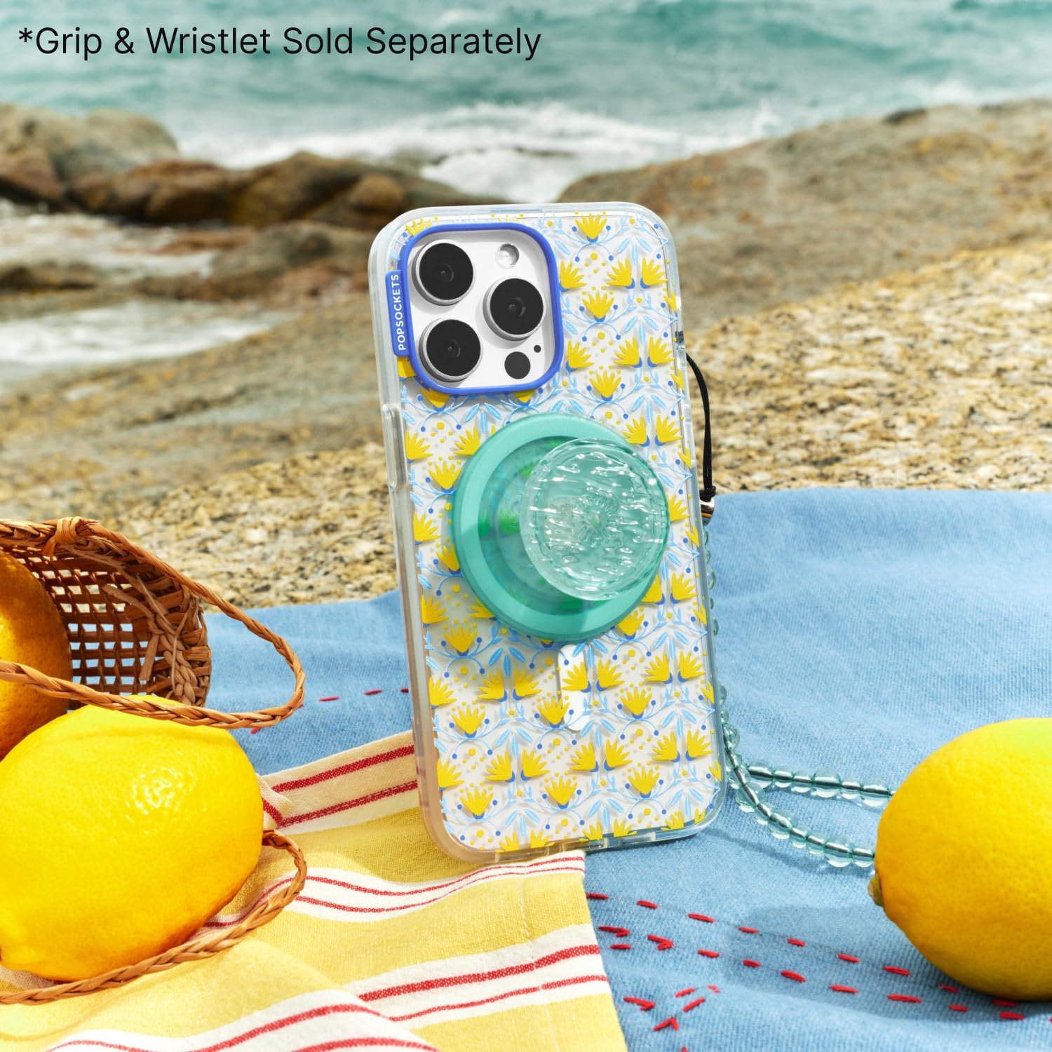 PopSockets iPhone 15 Pro Max Case Compatible with MagSafe, Phone Case for iPhone 15 Pro Max, Wireless Charging Compatible, Case Only - Tea Towel Blue