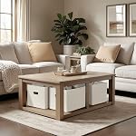 DECOMOMO Storage Baskets for Shelves Robust Closet Storage Bins for Clothes, Books, Organization (Pack of 3 - Beige)