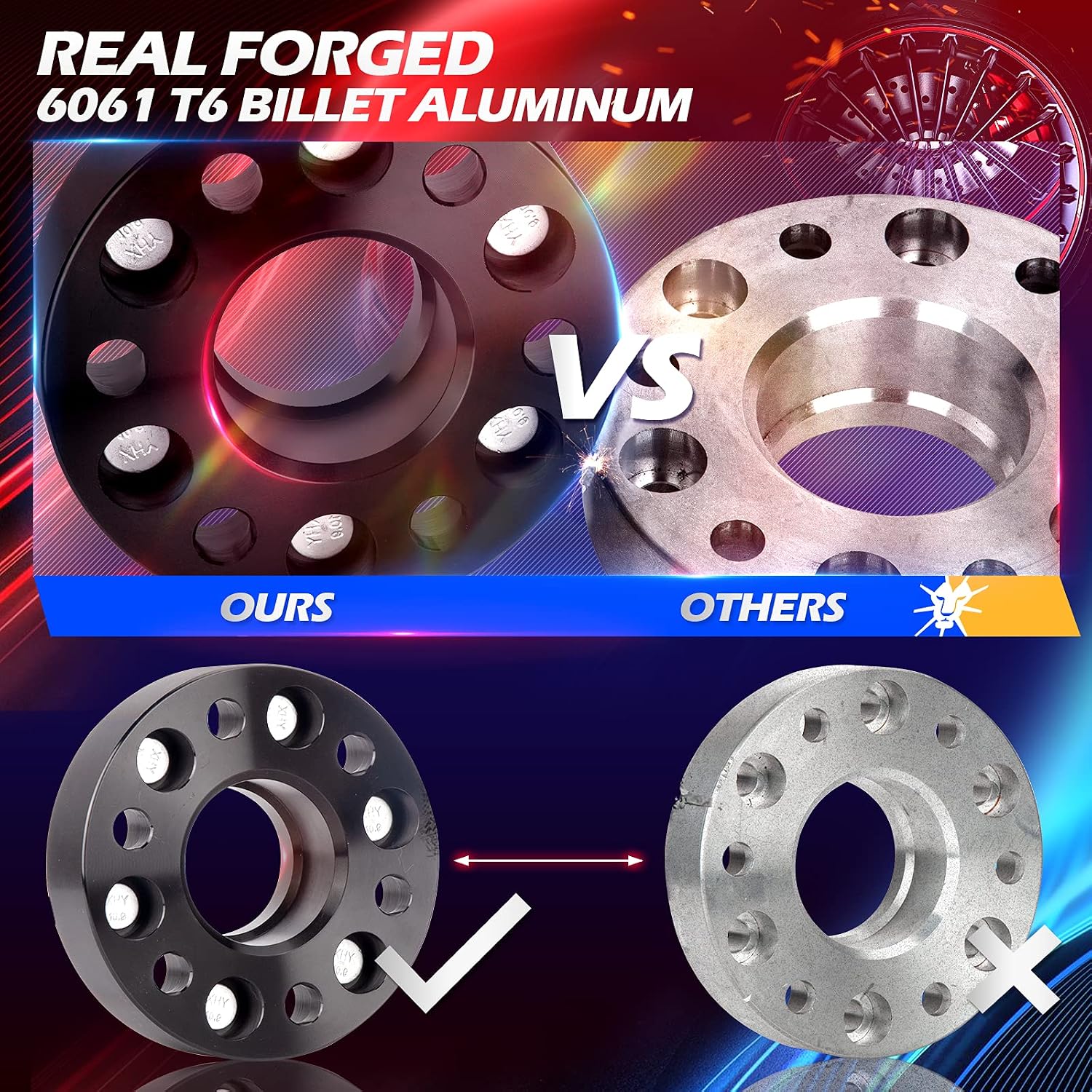 dynofit 5x5 to 5x4.5 Convert Wheel Adapters for Je-ep YJ TJ ZJ XJ KJ KK MK Wheels on WJ WK JK/JKU XK JC49, 1" 25mm/pc 5x127 to 5x114.3 Forged Bolts Pattern Changed Spacers, Rim/Tires Conversion