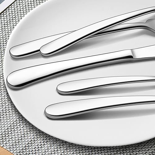 Miniatura 7 de LIANYU Juego de cubiertos resistentes de 53 piezas para 8, además de utensilios de servir y cuchillos de carne, juego de cubiertos de acero