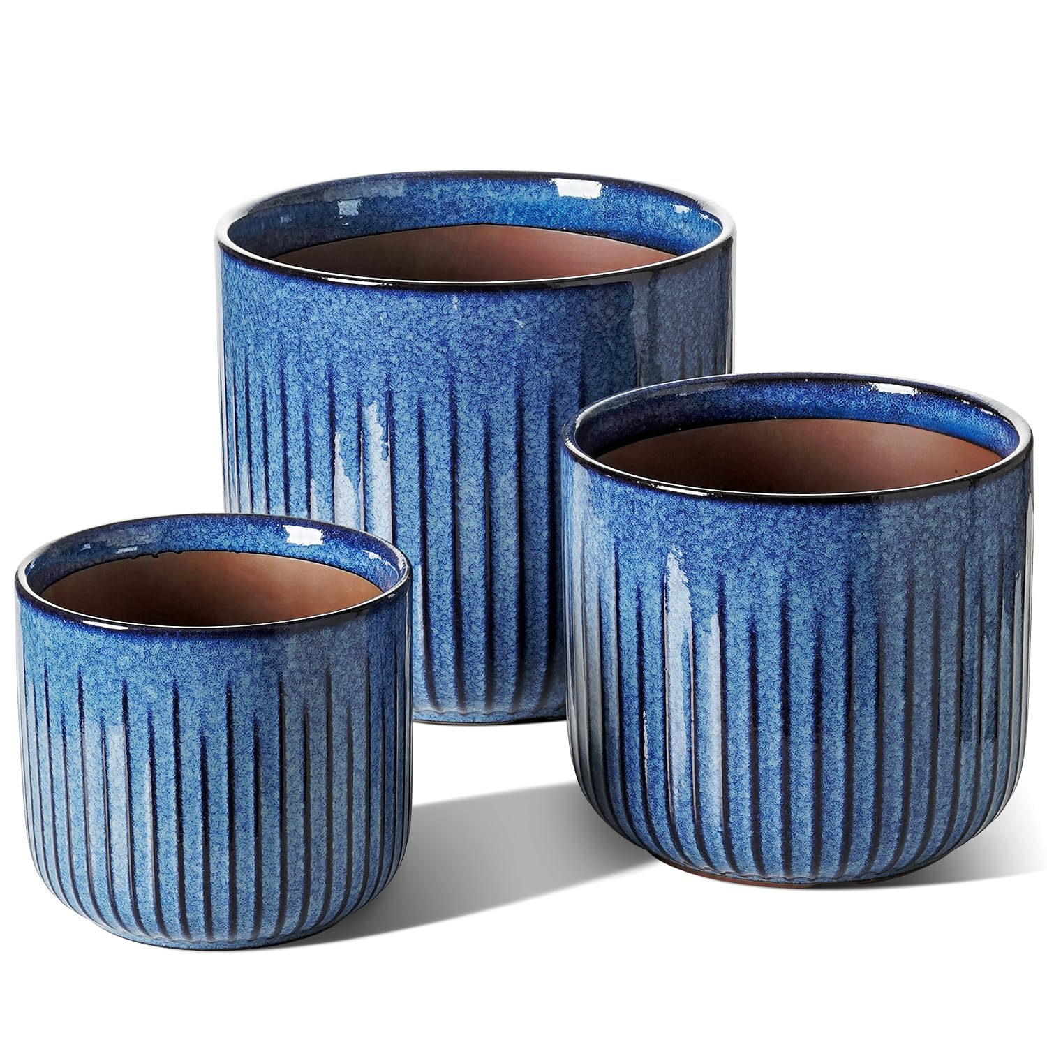 LE TAUCI Ceramic Plant Pot Set Harbor Blue