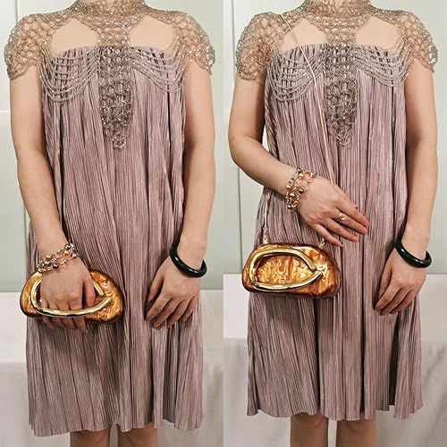 Vista 47 de Bolso cruzado de cadena de moda para mujer, bolso de hombro, bolso de mano acrílico para boda, bolso de noche de concha, clutch formal Un mármol