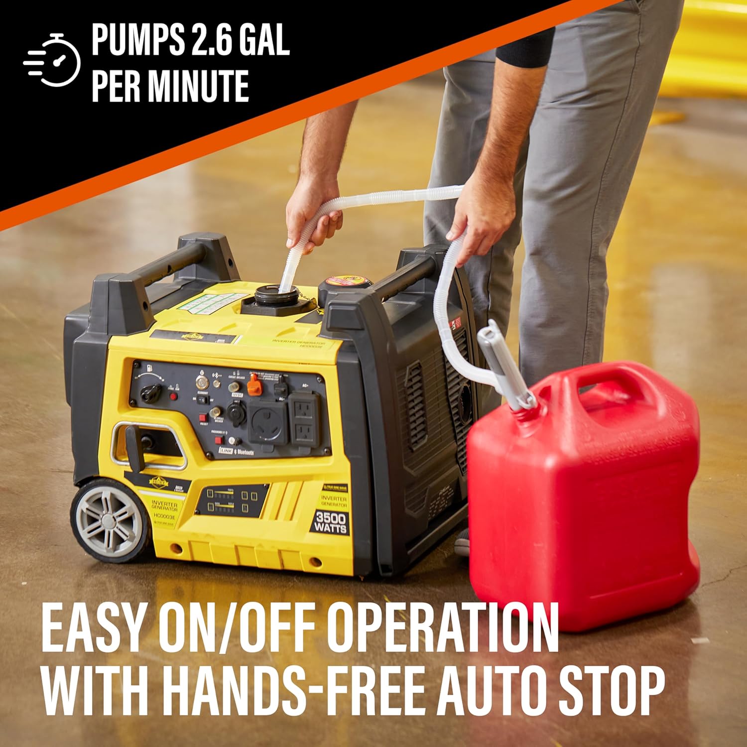 Deway Automatic Fuel Transfer Pump - AA Battery Powered, Extra Long Hose Fits All Size Cans, Portable Liquid Pump Transfers Gasoline, Water & More at 2.6 Gal/Minute