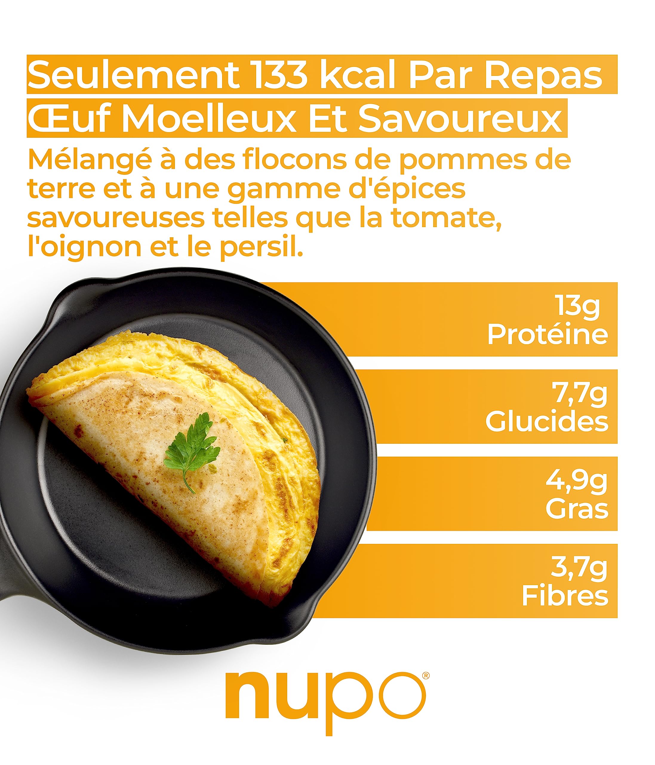 NUPO Diet Meal Omelette aux œufs – Substitut de repas complet pour la gestion du poids, 10 portions, végétalien, sans gluten