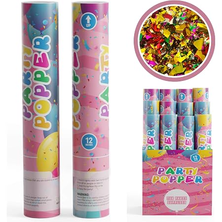 12 Pack) Large (12 Inch) Confetti Cannons Air Compressed Party