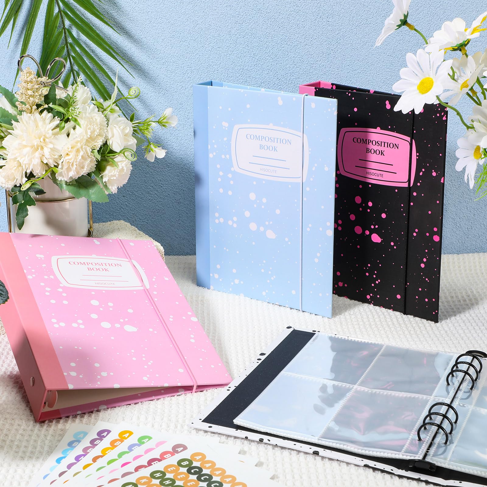 Honoson 4 raccoglitori per foto Kpop, formato A5, con 20 tasche e 160 tasche, 6 anelli interni di ricarica e adesivi, porta foto Kpop, per conservare foto e biglietti (motivo a spruzzi)