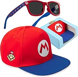 Get Trend Super Mario Cappello Baseball Occhiali da Sole Bambino Set, Protezione UV 100%, Essenziale Vacanze, Regalo per Ragazzi (Rosso Super Mario)