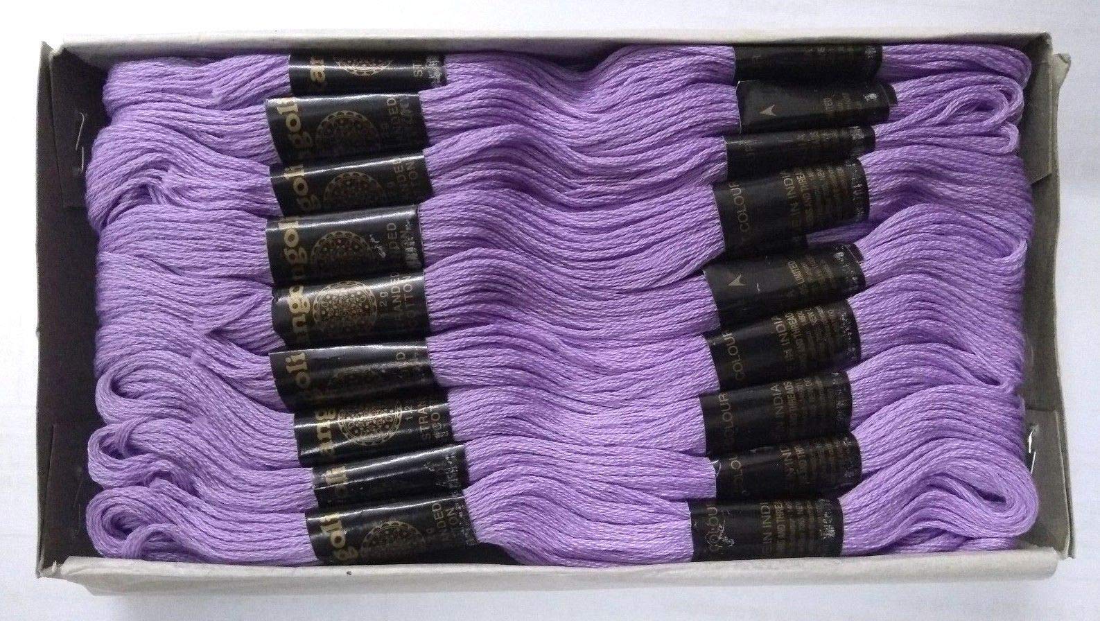 Fil de coton 6 plis lavande pour point de croix et écheveau broderie lot de 100