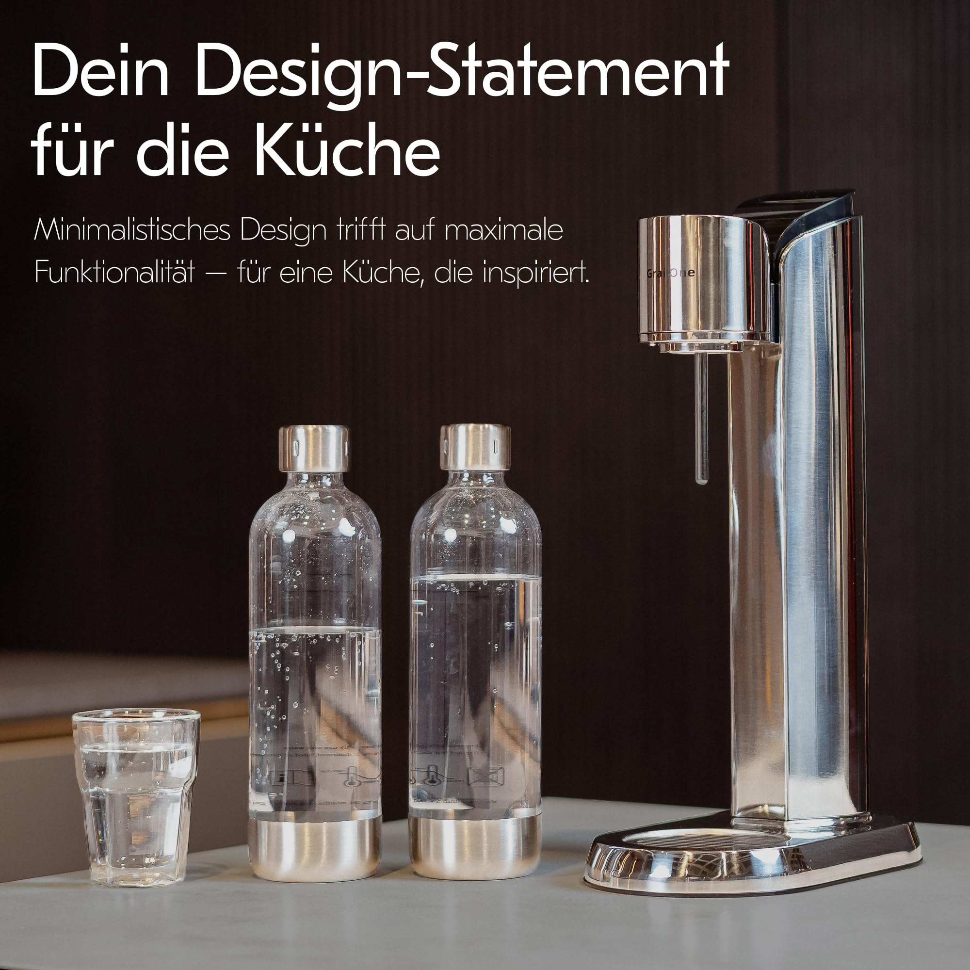 Wassersprudler Edelstahl [inkl 2 PET Flaschen ] – soda stream kohlensäure Maker–Sprudelwasser Maschine – Wasser Sprudler für Sodastream CO2 Zylinder für my soda streaming und streamautomat