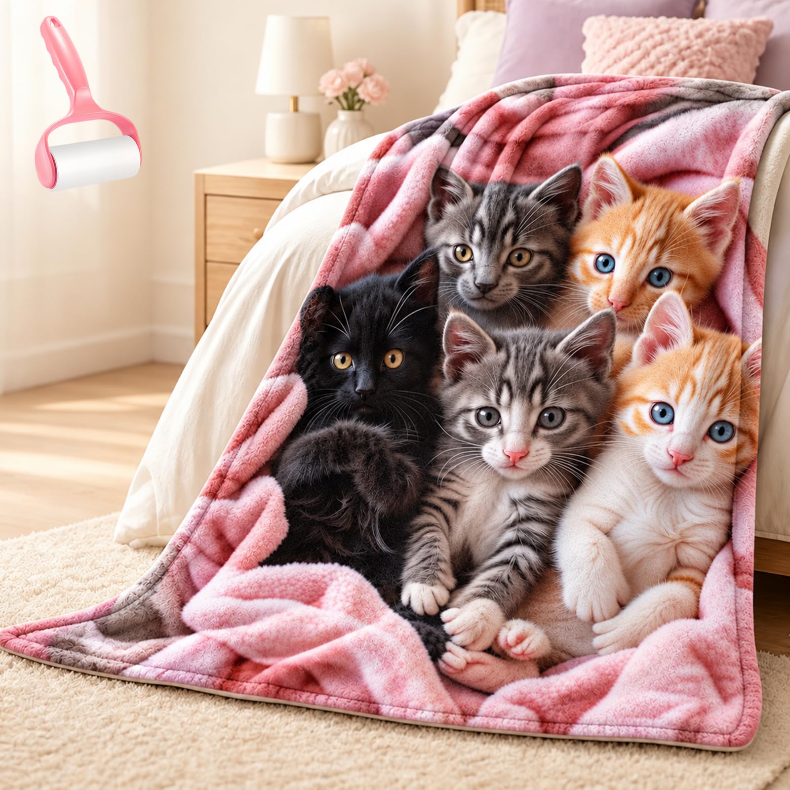 Teddy Pastel Floral Print Throw Blanket Kawaii Plush 3d Teddy Blanket