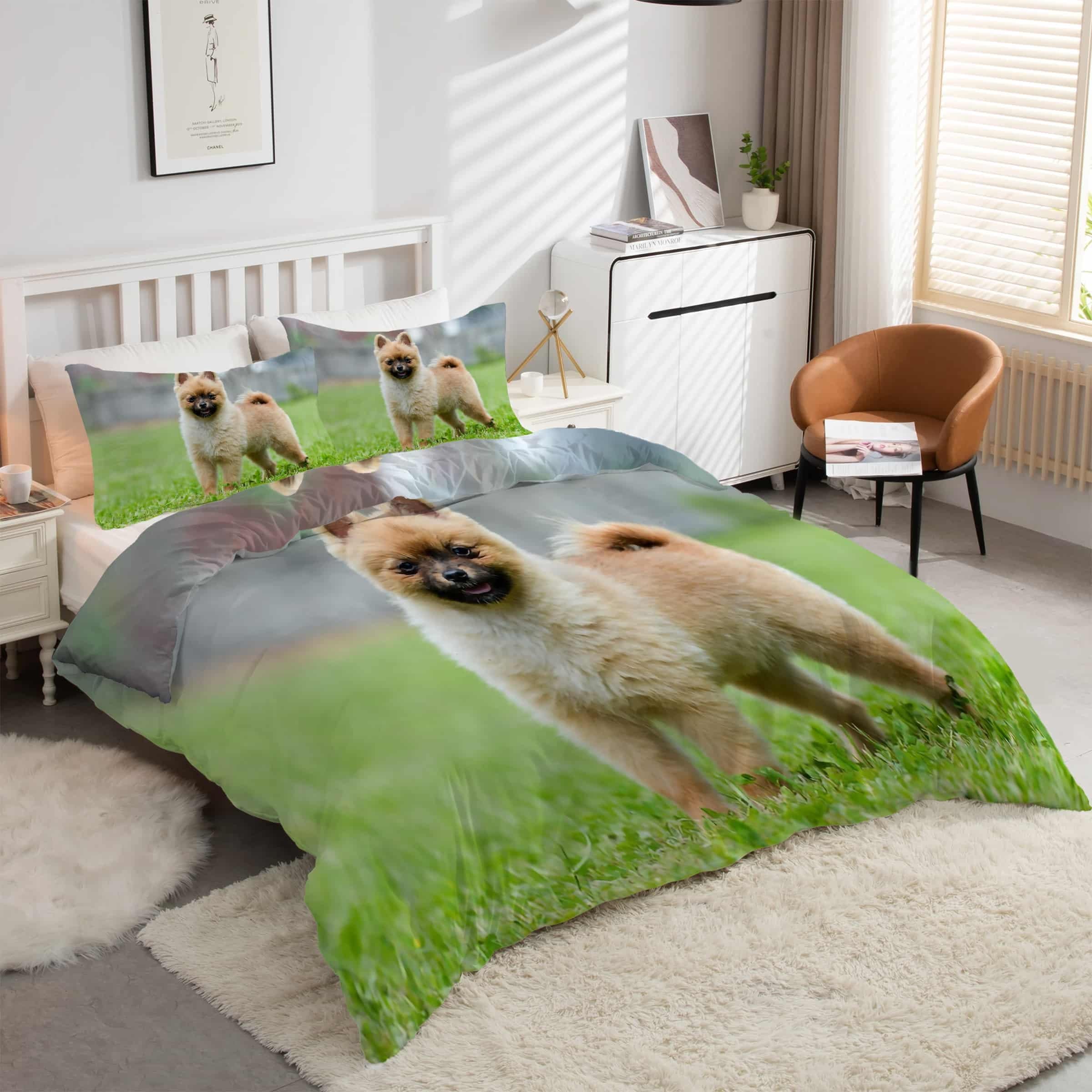 Housse de couette 90x190 bohémien animaux kK5072 microfibre anti-plis avec fermeture éclair