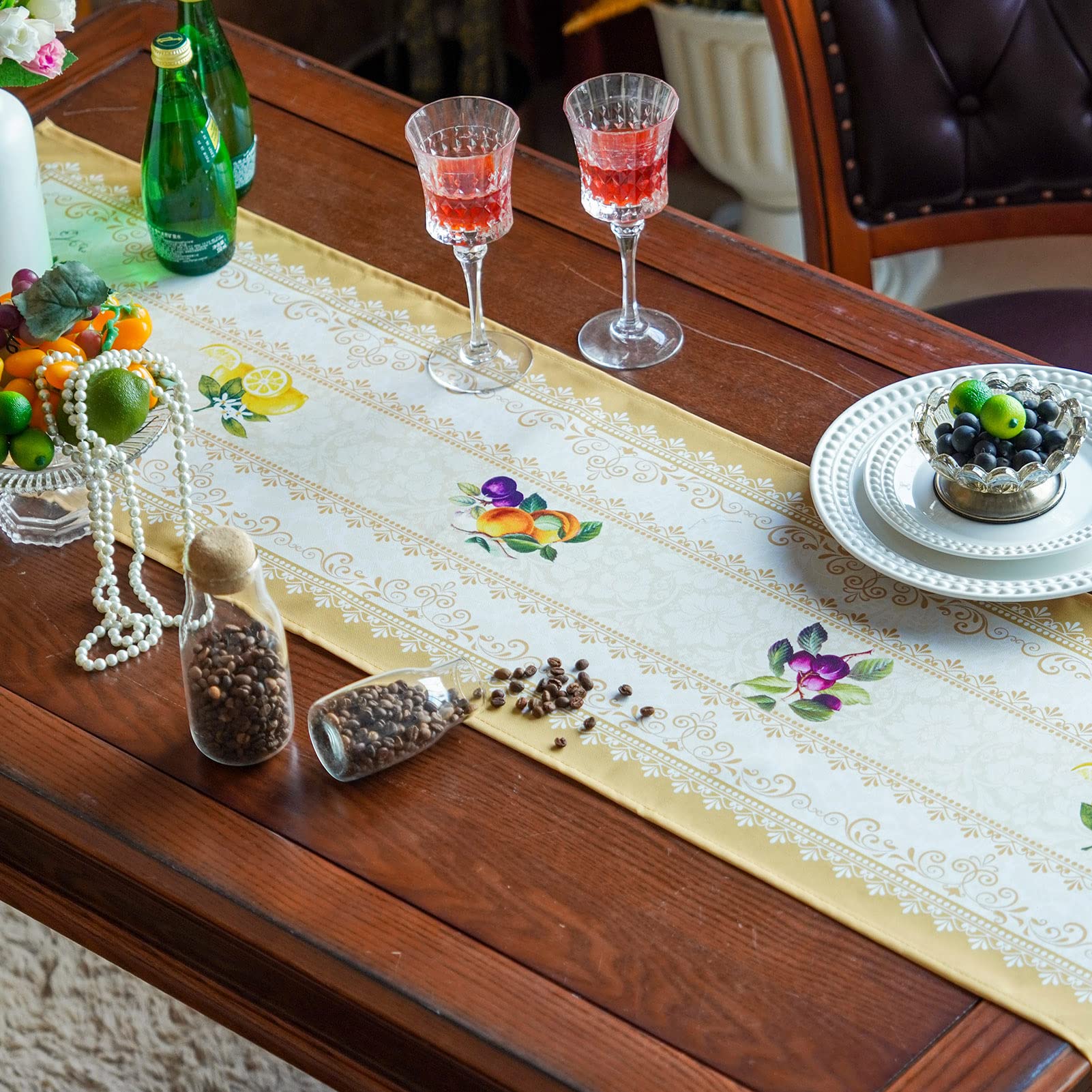 Chemin De Table Printemps Moderne, Imperméable, Gris Foncé, Chemin De Table Imperméable, Aspect