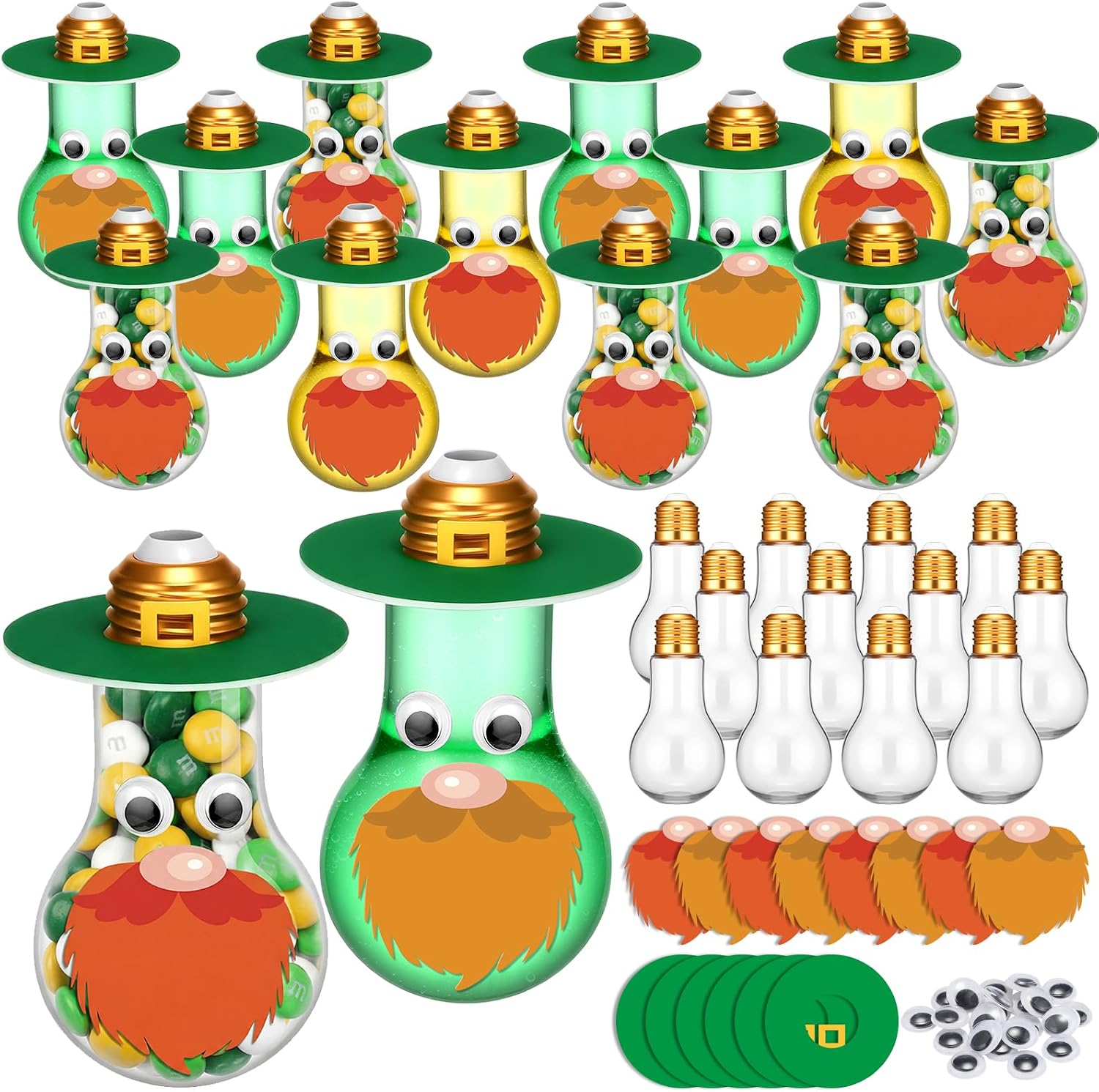 LemonRoad 24 Sets Thanksgiving Craft Kit DIY Turkey Plastic Light Bulb Kit Candy Containers Fillable Lightbulb Ornaments for Thanksgiving Party Decoration Home Classroom Activities Autumn Fall Gift
