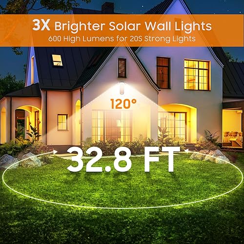 Miniatura 3 de HALHSAP Luces solares de movimiento para exteriores, paquete de 2 luces solares de seguridad plegables superbrillantes, impermeables, 2 modos,