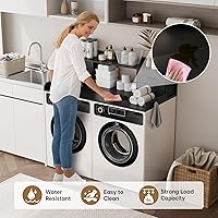 Vista 4 de 4 Drawers Washer Dryer Countertop with Shelf, 27.5" D x 54" W Laundry Topper with 3.54" High Guardrails and Non-Slip Pads,Extra Storage Organizer