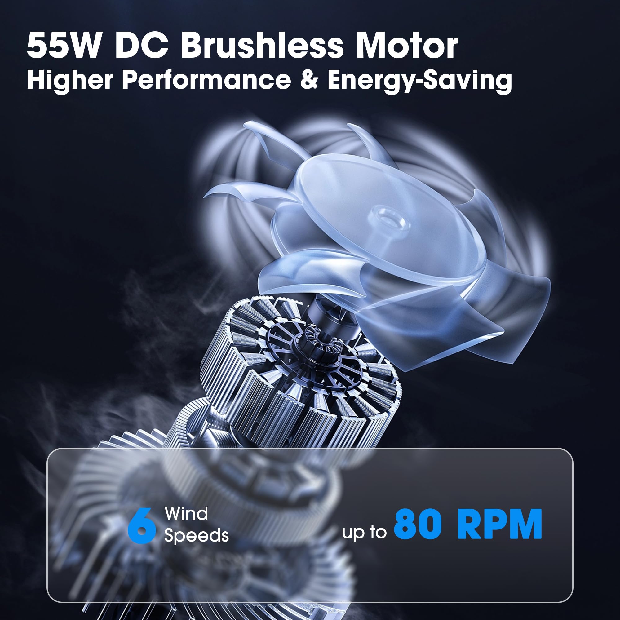 100 Inch Ceiling Fans without Lights Industrial Black Large Ceiling Fan No Light for Living Room Shop Garage — view 6