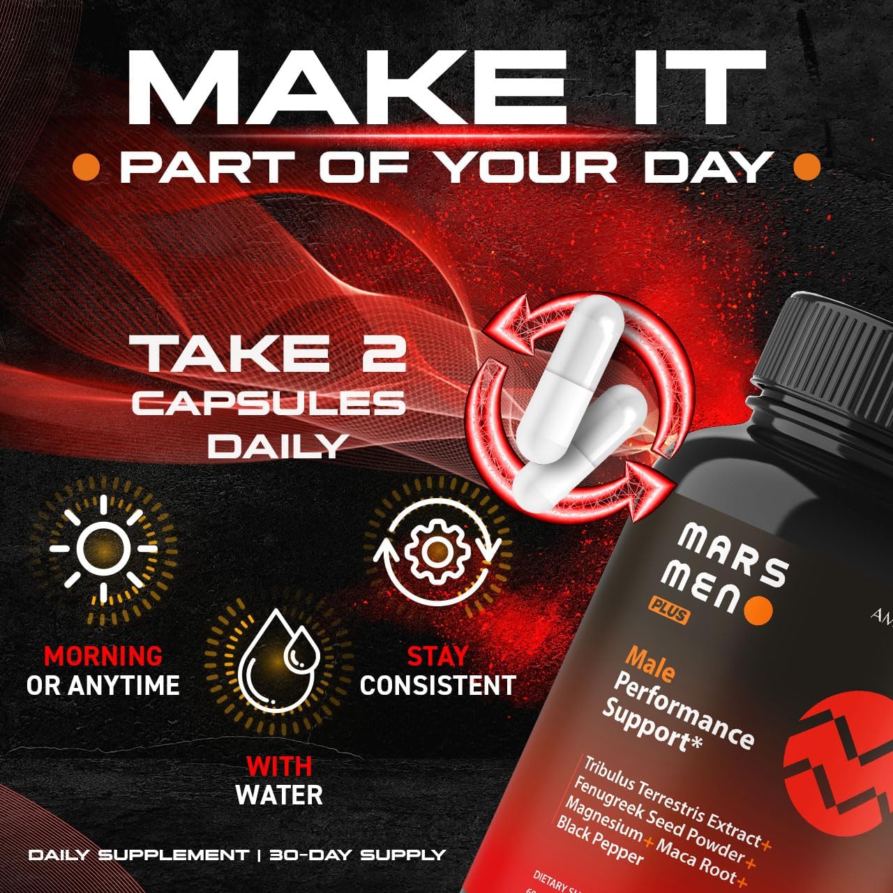 (3 Pack) Mars Men Plus – Advanced MarsMen Plus Supplement Support Formula Capsules, MarsMenPlus for Men Natural Premium Multivitamin Daily General Health Wellness, 180 Capsules for 3 Months - Image 5