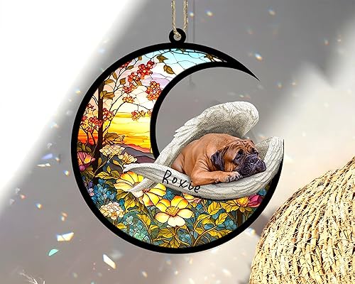 Miniatura 278 de Chow Chow Dog Memorial Suncatcher, adorno de Navidad Chow Chow con nombre, atrapador de pérdida de mascotas, regalos para los amantes de los perros