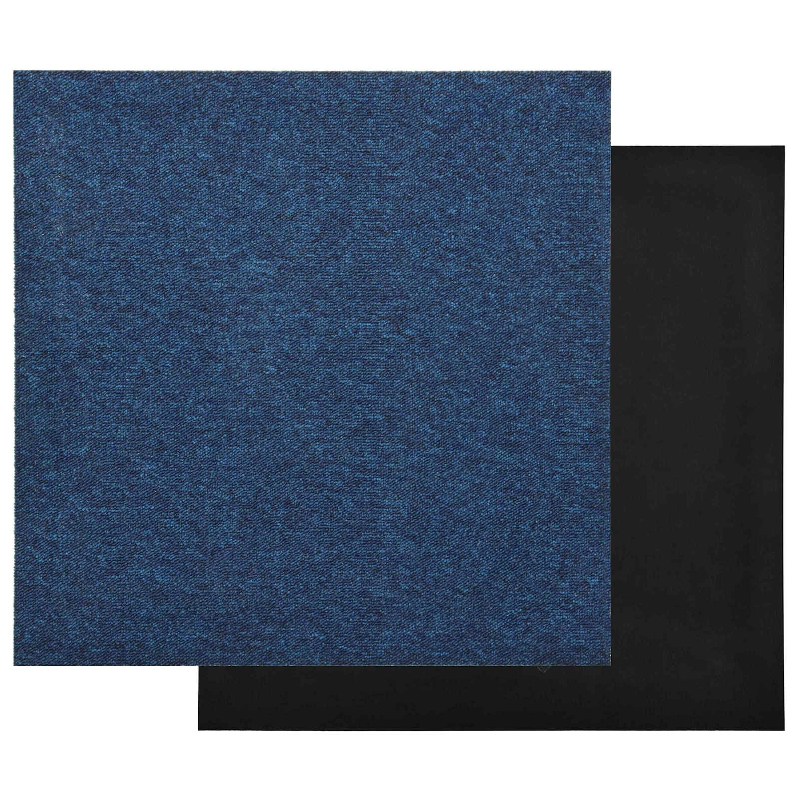 Juego de 20 baldosas de moqueta de 50 x 50 cm, de polipropileno, modulares para interiores, color azul oscuro, fáciles de limpiar, para salón y oficina