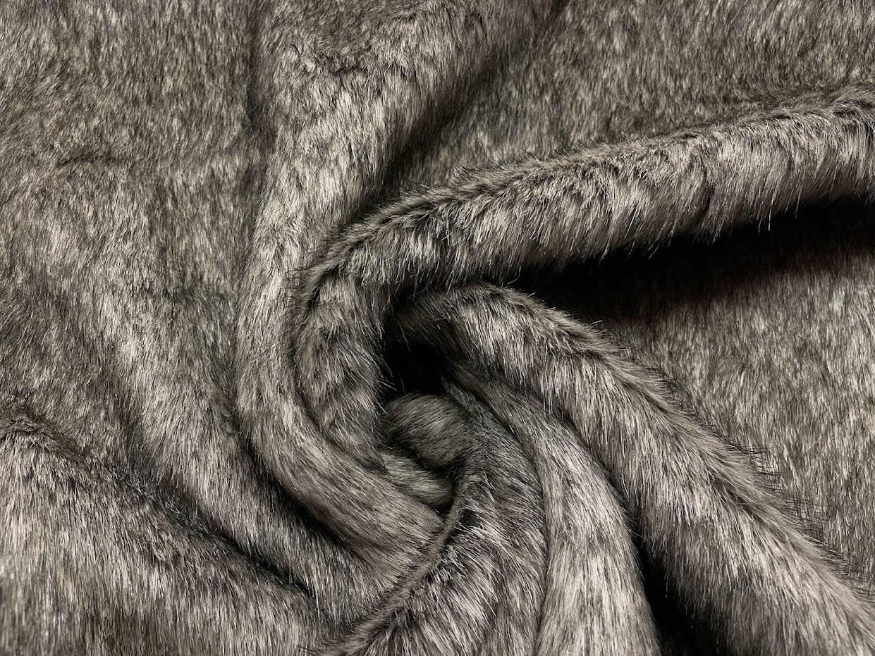 Super Luxury Faux Fur Fabric Material Long Pile Grey Wolf Sample
