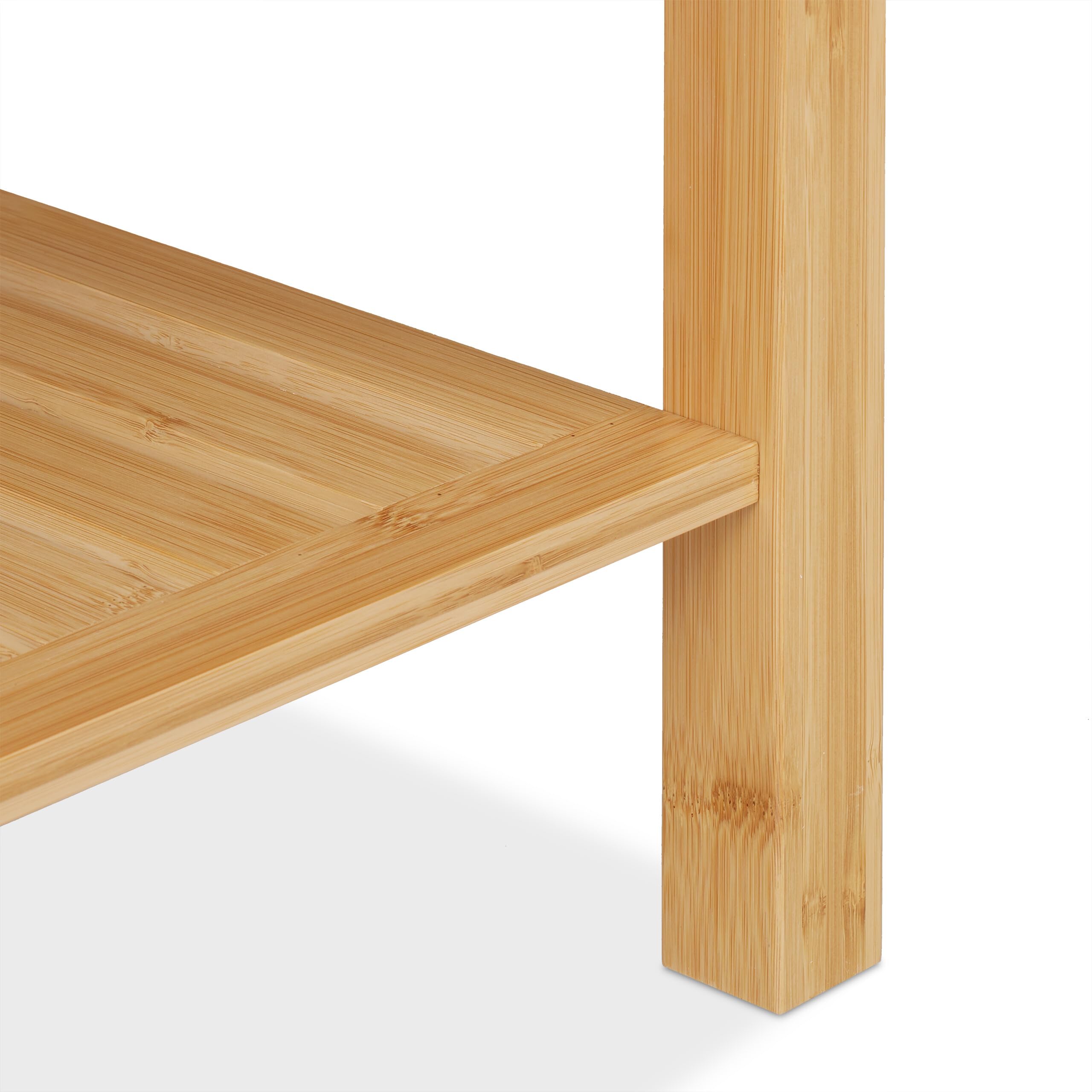 Relaxdays Banco Baño Bambú, Taburete con Balda y Asas, 45x75x40,5 cm, Asiento para 2 Personas, Cocina o Pasillo, Natural