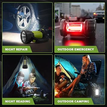 AlpsWolf LED Flashlight Spotlight Lantern Bundle with 2 Pack Camping Flashlights, 4800 Capacity, 8 Modes Portable Camping Light for Emergency, Hurricane,Hiking, Power Outages, Camping Essentials