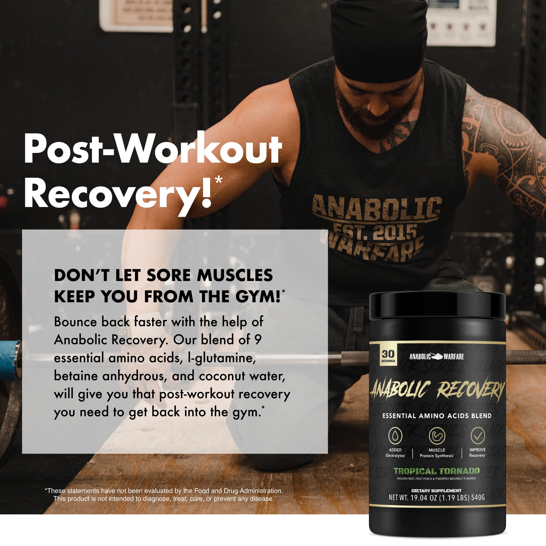 Anabolic Recovery, Essential Amino Acids, Post Workout Recovery, Premium Hydration, Build Muscle* (Tropical Tornado, 30 Servings) — Amazon image 8