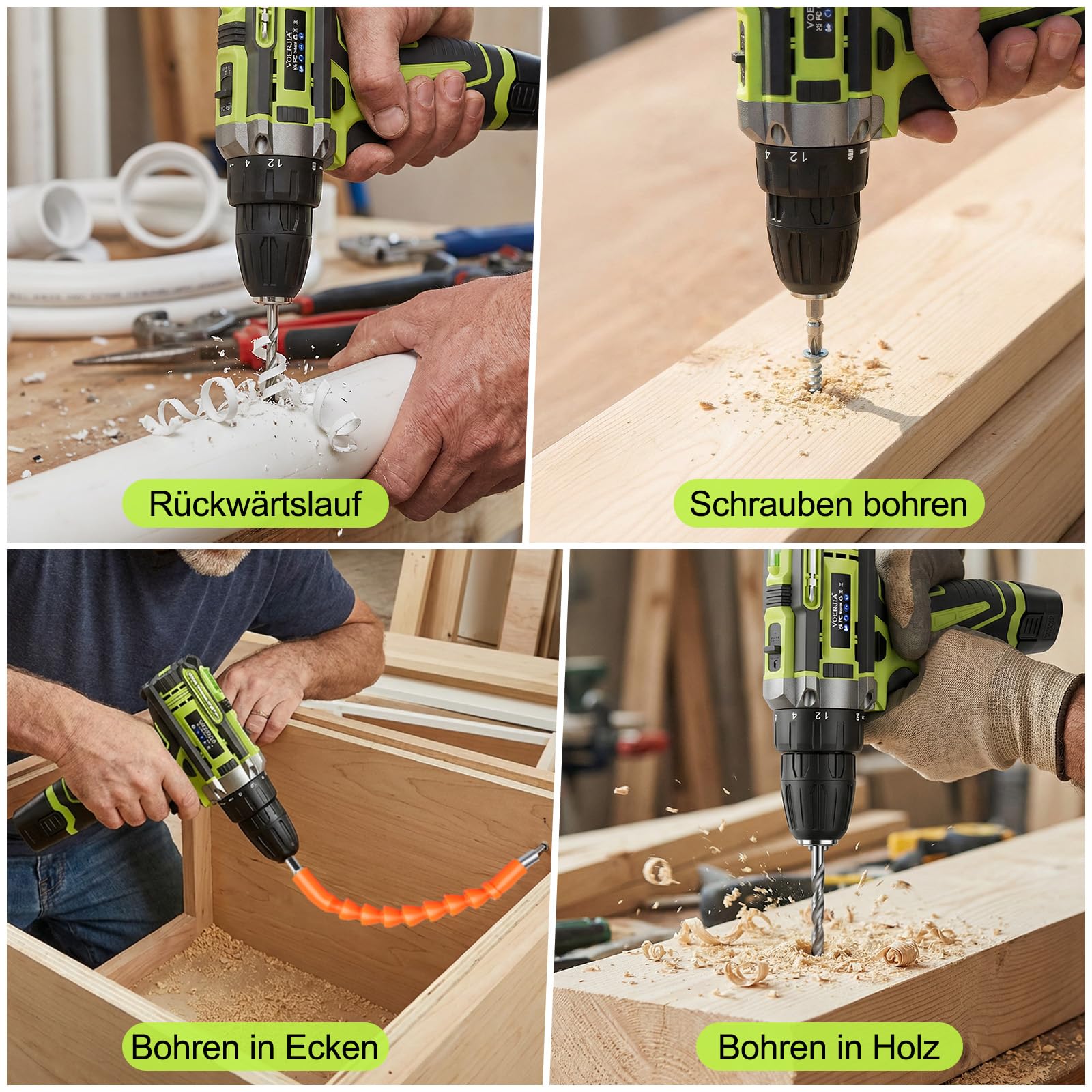 12V klein Akkuschrauber Set, Akku bohrschrauber mit 2 * 2000 mAh Akkus, 3/8" Bohrfutter, 18+1 Drehmoment, Led lichter & 2-Gang, 35 Nm Max. Akku bohrmaschine (Profi-Ausführung)