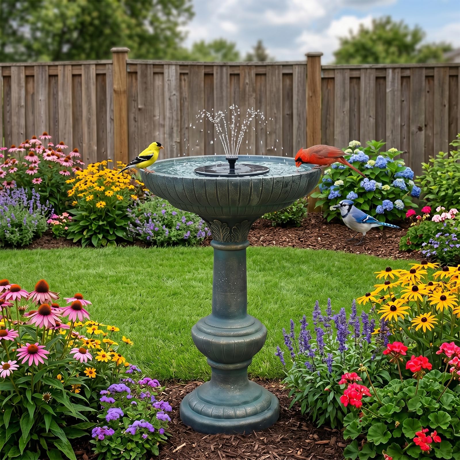 Sunlinua 23.62H Outdoor Water Fountain with LED Lights