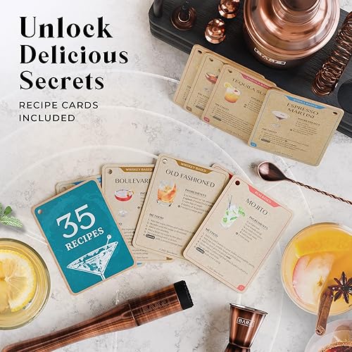 Miniatura 5 de BARE BARREL Mixology Bartender Kit Bar Set  Juego de coctelera Martini de 14 piezas  Herramientas profesionales de mezcla de barware para bar en