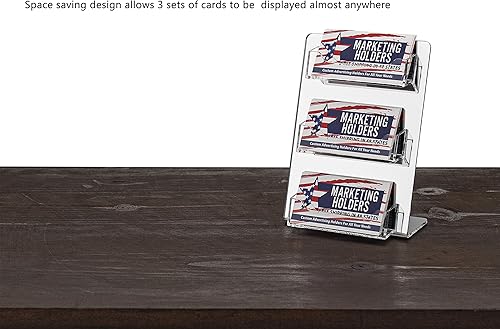 Miniatura 2 de Exhibición de tarjetas de visita con múltiples ranuras para tarjetas de citas de 3.5 x 2 pulgadas, soporte de exhibición inclinado con espejo de 3